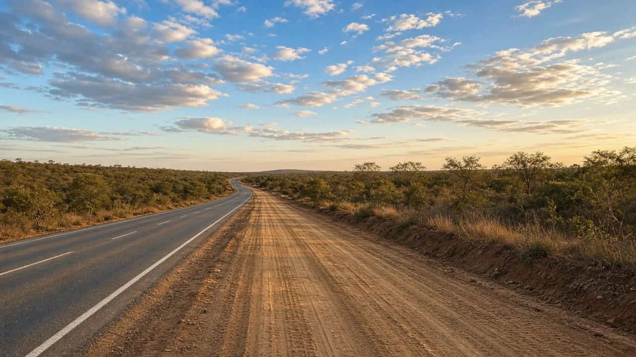 Rodovia de pista simples no cerrado com faixa de terra preparada ao lado para a segunda pista